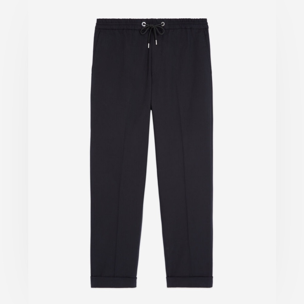The Kooples - navy wool suit pant with drawstring waist, brand new with tags.